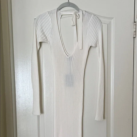 NBD | Dresses | Nbd Cream Ribbed Knit Dress | Poshmark